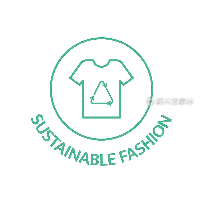 可持续的时尚品牌图标。缓慢的衣服徽章。有机棉，天然染料，可再生作物标签。生态责任的标志。有意识的发展。自然美景。“零浪费”。矢量图
