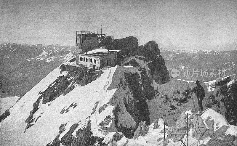 德国Zugspitze山顶气象站和山上小屋