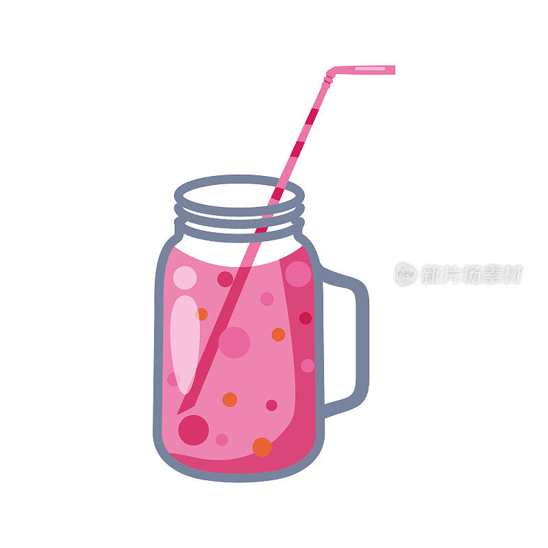 饮料，喝梅森罐。由浆果制成的天然有机饮料。矢量动画