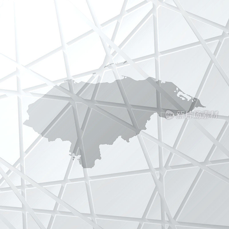 洪都拉斯地图与网状网络在白色背景