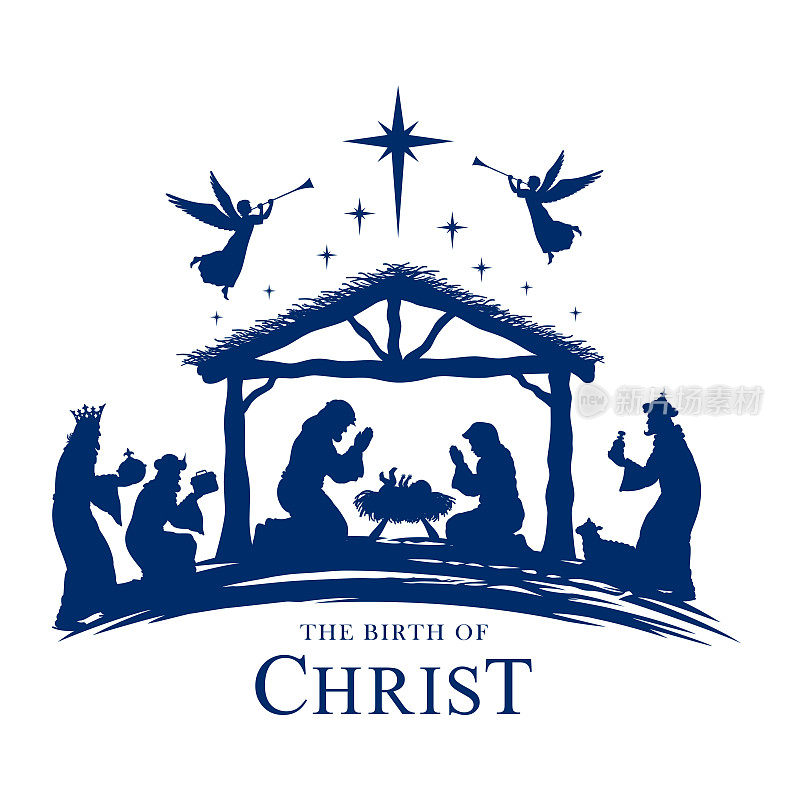 基督诞生的场景。基督的诞生。啊,神圣的夜晚!