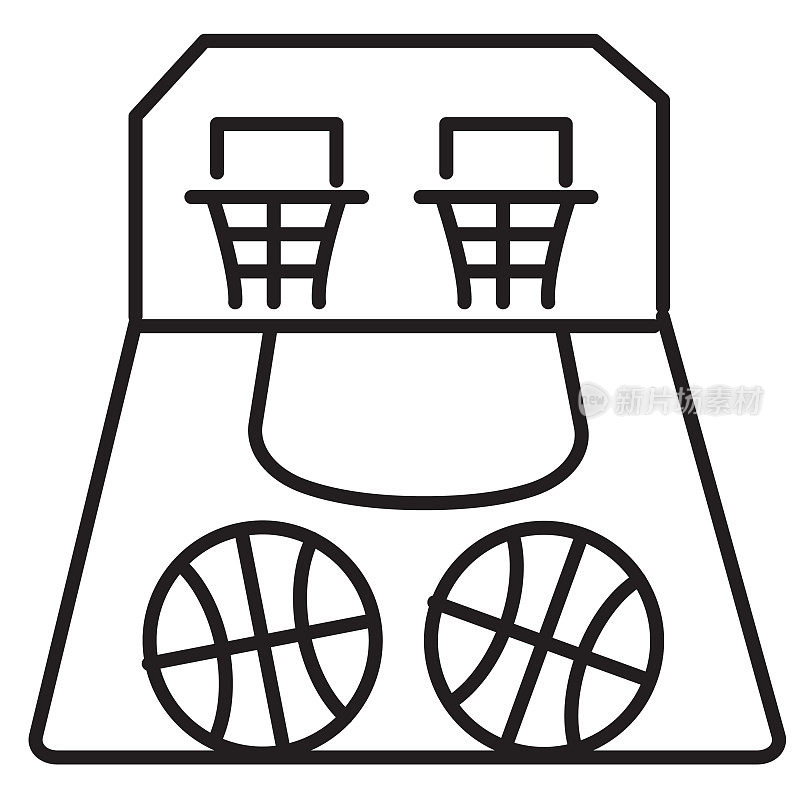 复古街机游戏篮球射击细线图标编辑中风