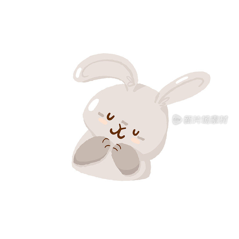 可爱的复活节猎蛋兔大耳朵，概念春天宗教节日，兔宝宝图标，卡通兔涂鸦矢量插图，孤立在白色。