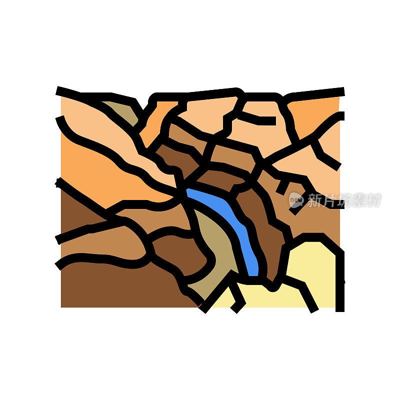大峡谷彩色图标矢量插图
