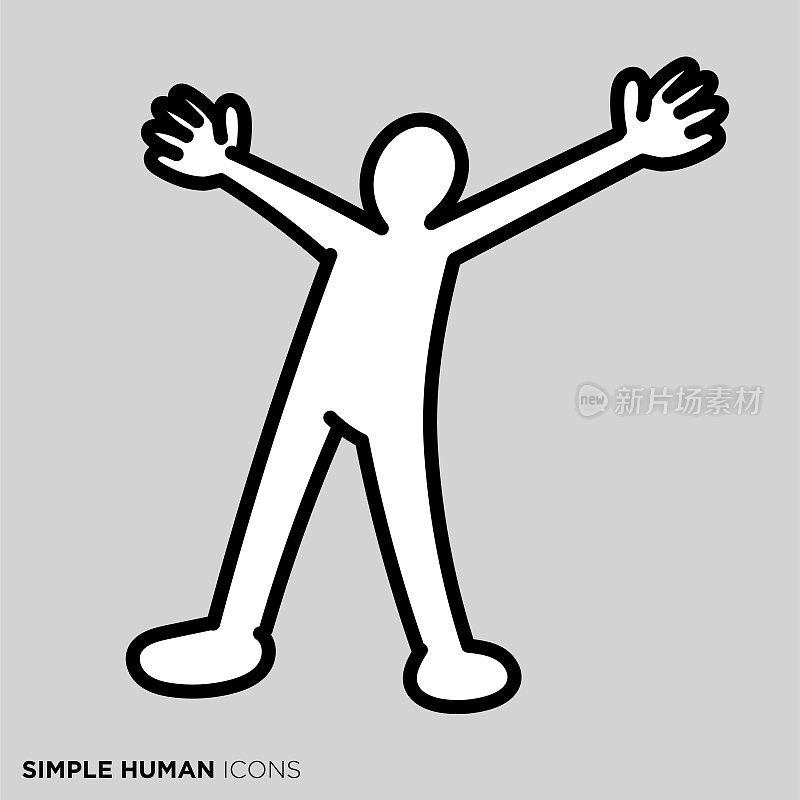 简单的人类图标系列“举起双手的人”
