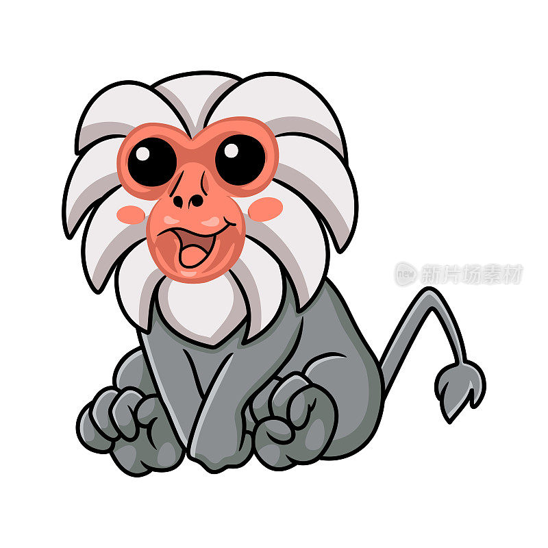 可爱的小hamadryad猴子卡通坐着