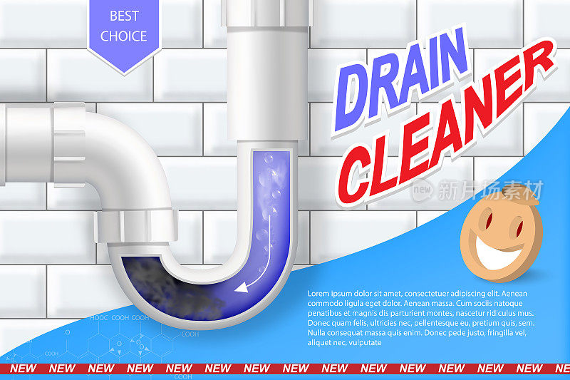 排水管清洗剂广告，水管清洗剂用清管节。