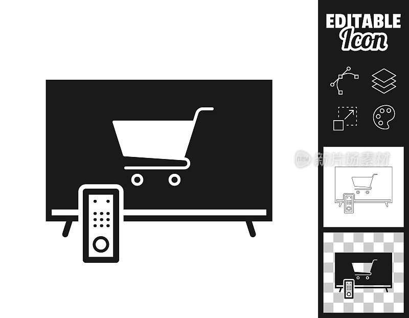 用电视网购。图标设计。轻松地编辑