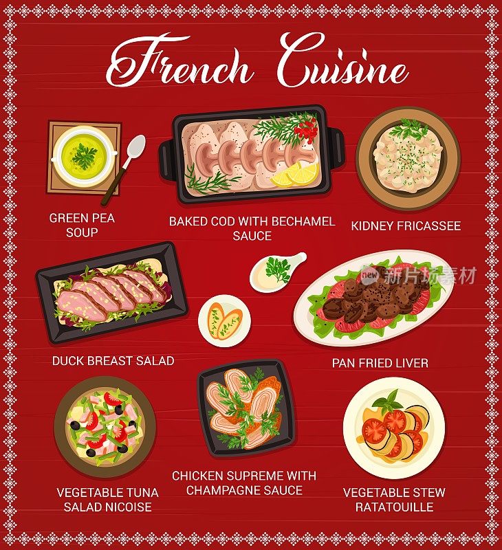 法国菜餐厅菜单页面模板