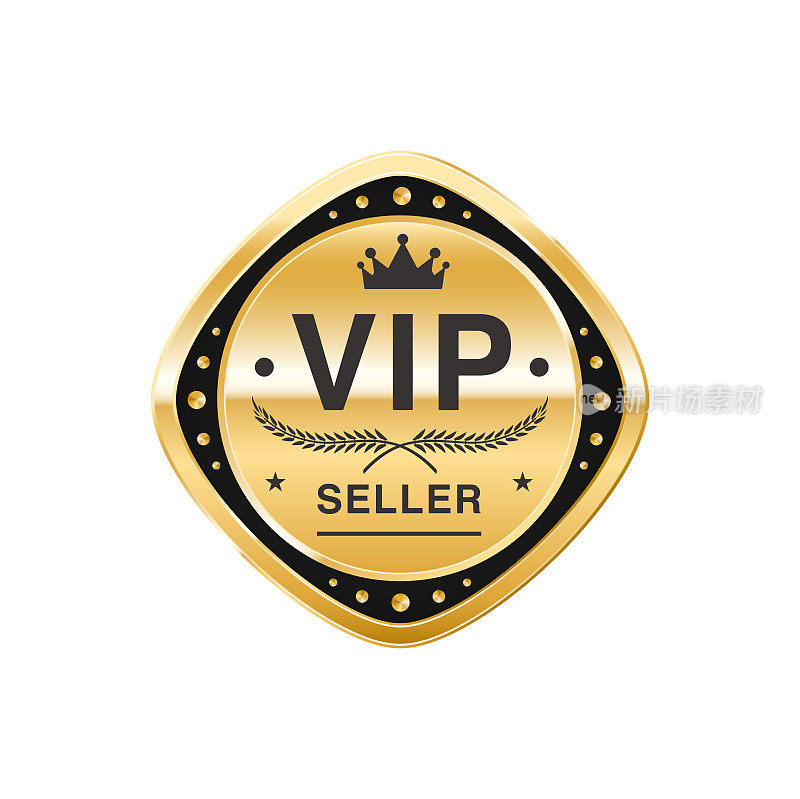 VIP卖家金徽章，优质标签或贴纸