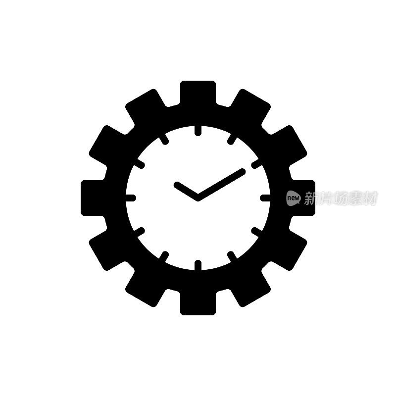 时间管理固体平面图标。Icon适用于网页、手机应用、UI、UX、GUI设计。