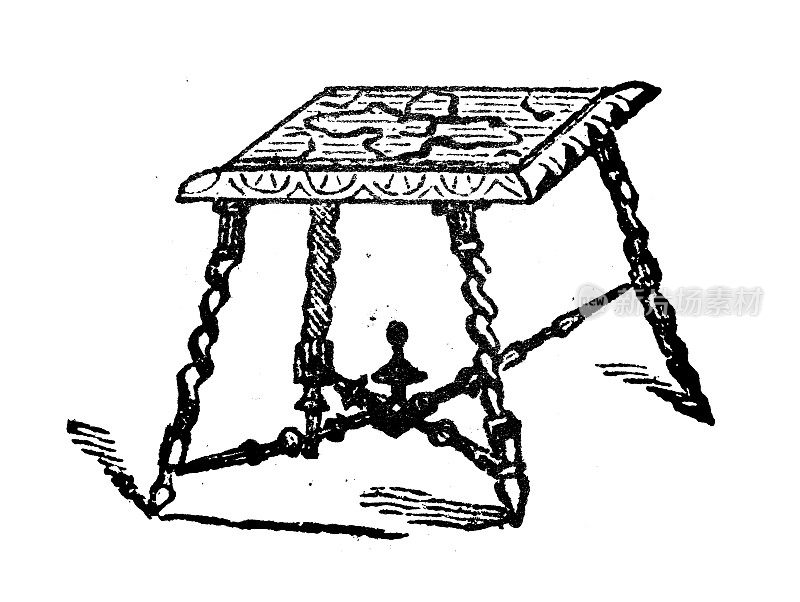 古玩雕刻插画:凳子椅子