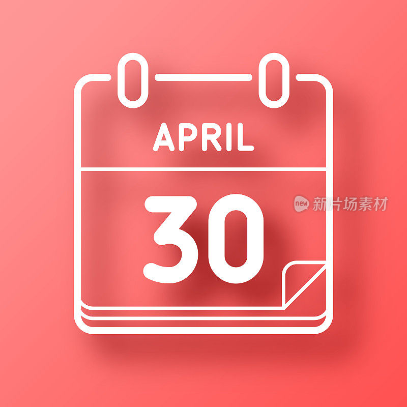 4月30日。图标在红色背景与阴影