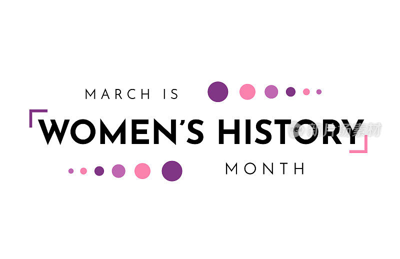 妇女历史月卡片，背景，三月。向量
