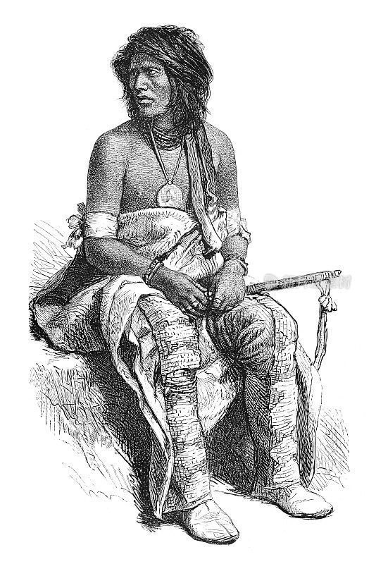 美国原住民波尼族战士肖像1869年