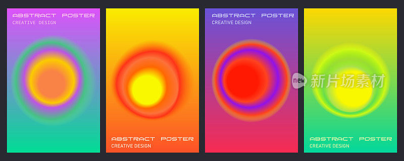 抽象全息水晶海报。混合网格霓虹灯颜色，荧光色背景。颜色矢量梯度。