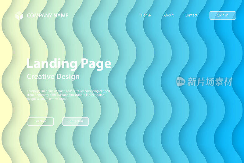 登陆页面模板-新潮的几何背景与蓝色抽象波