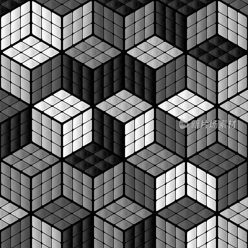 全框架立方体图案，侧面覆盖5x5正方形