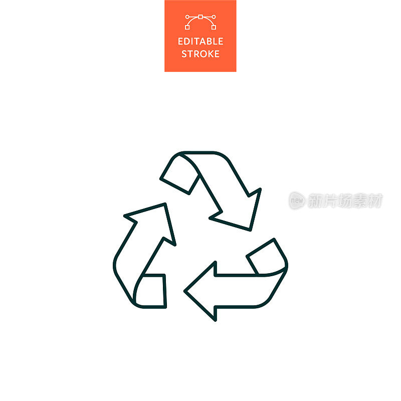 可编辑笔画的回收线符号。Icon适用于网页设计、移动应用、UI、UX和GUI设计。