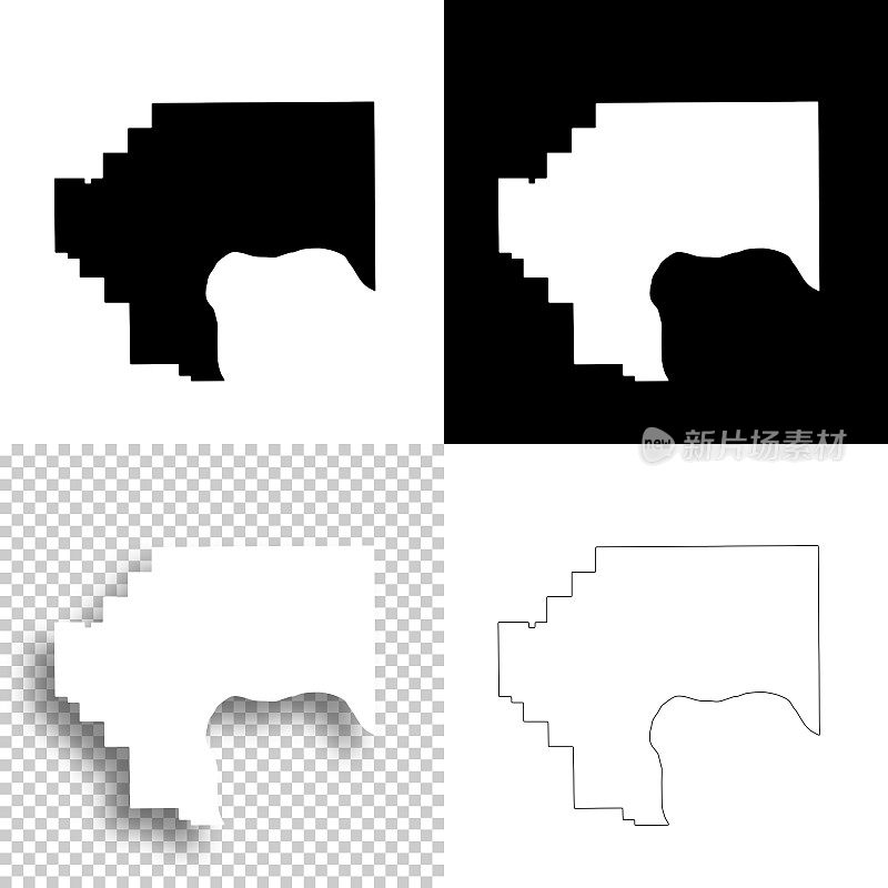 印第安纳州杰斐逊县。设计地图。空白，白色和黑色背景
