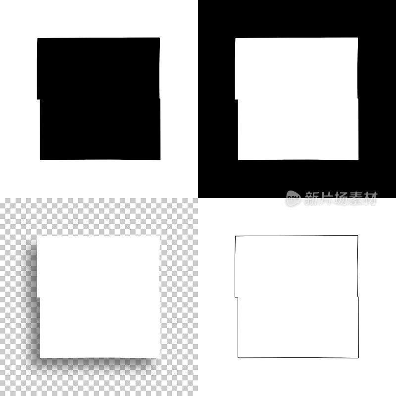 爱荷华州特拉华县。设计地图。空白，白色和黑色背景