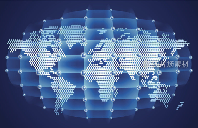 世界地图遍布全球通信网