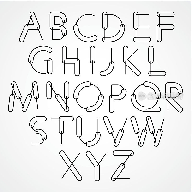 奇怪的构造字体，矢量字母。