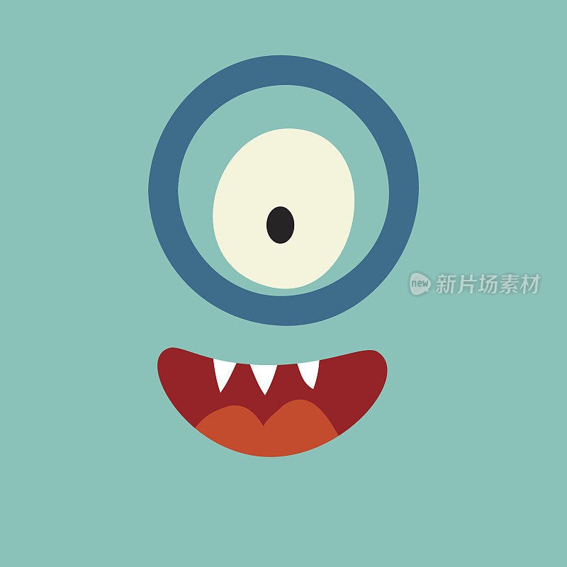 Emoji聪明的怪物。可爱聪明的独眼矢量插图。