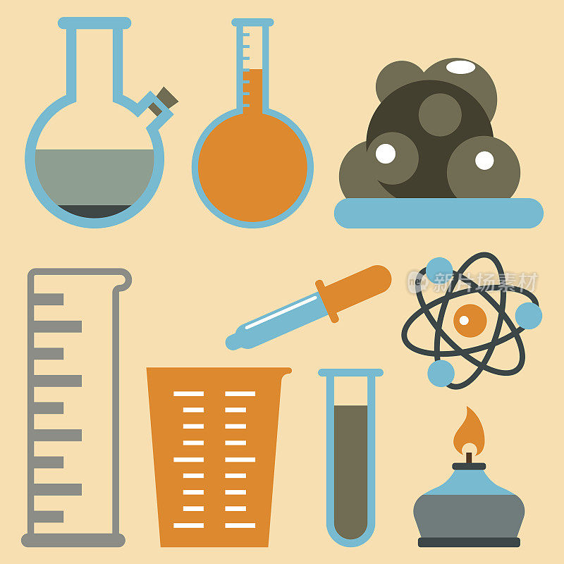 实验室符号测试医学实验室科学生物学设计科学化学图标矢量插图