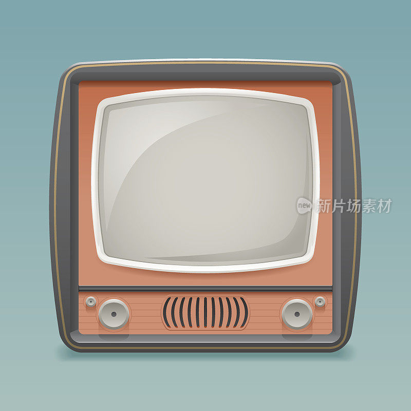 复古复古的老电视占位符框架图标逼真的3d平面设计模板矢量插图