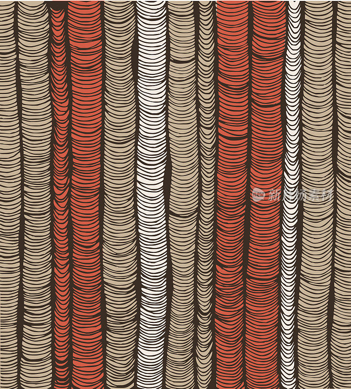 一排排的红色和棕色手绘垂直折叠