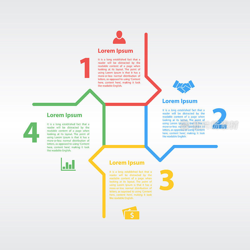 四个步骤循环信息图布局