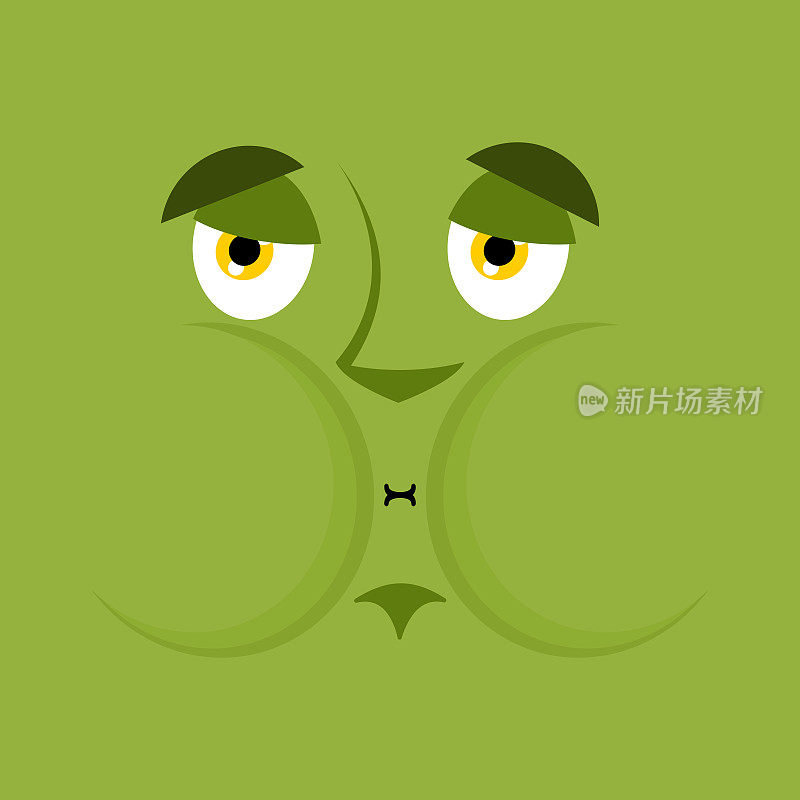 恶心emoji。恶心的绿色脸恶心。矢量插图。