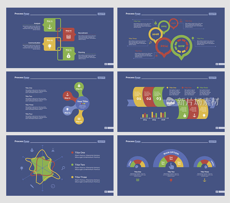六张训练图表幻灯片模板集
