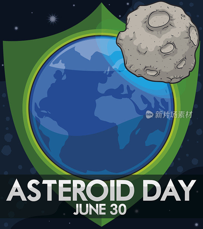 在小行星日，地球用盾牌保护小行星