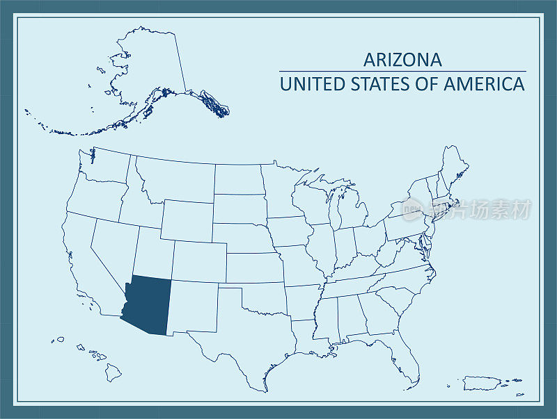 亚利桑那州地图美国插图图像艺术