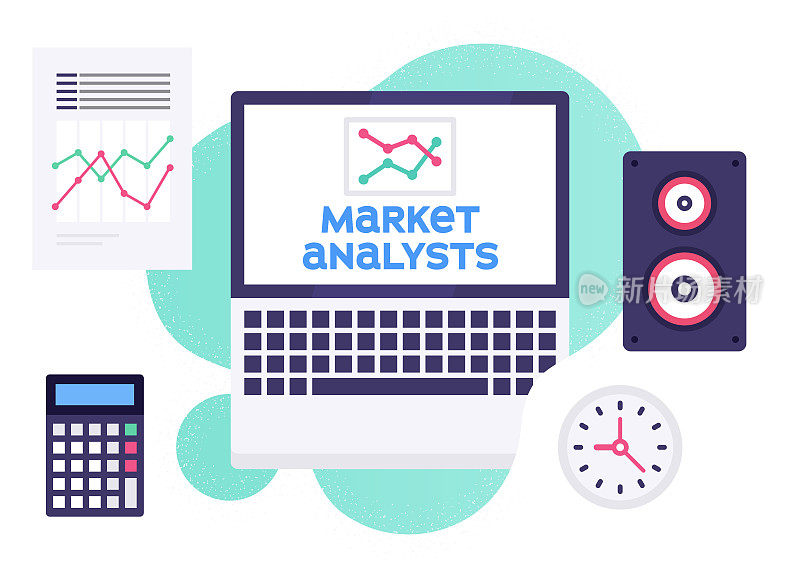 股票市场分析师现代平面设计概念