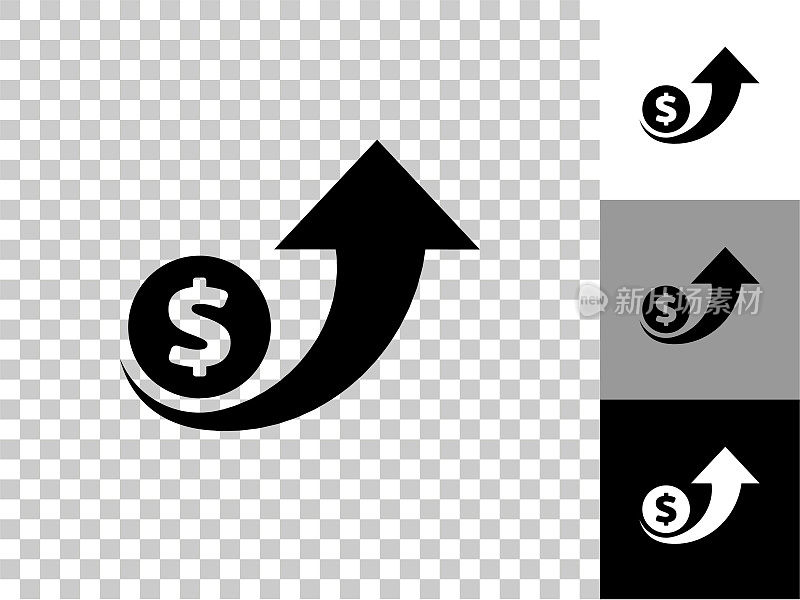 美元增加图标在棋盘透明的背景