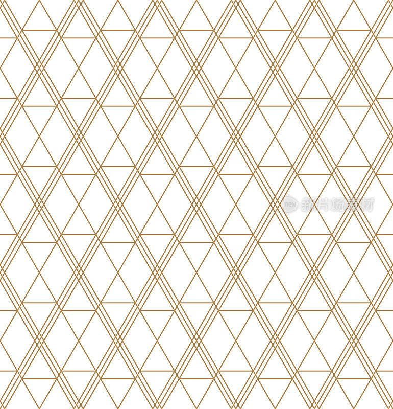 金色和白色的无缝几何图案。日本风格的久美子。