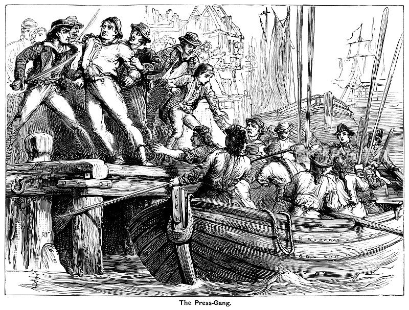 19世纪海军强迫受害者上划艇