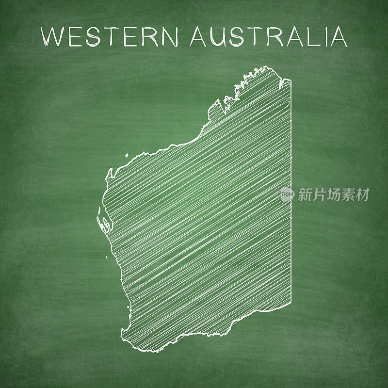 西澳大利亚地图画在黑板上-黑板