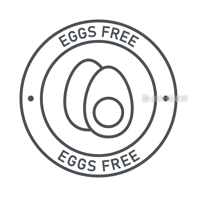 鸡蛋是免费的。自然产品。过敏原。食物不耐受。电脑图标,标签。贴纸。矢量插图。
