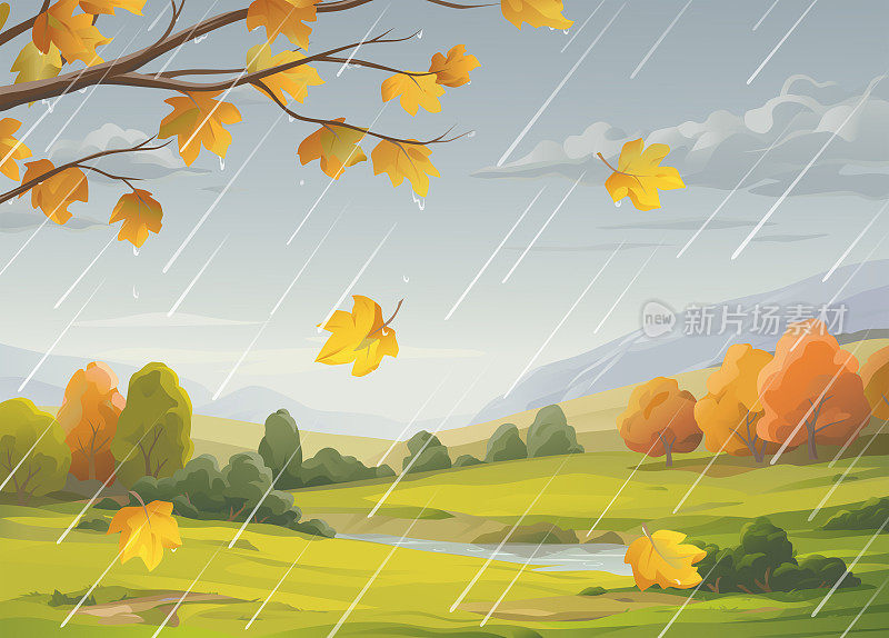 多雨的秋天的风景