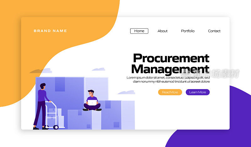 采购管理概念矢量插图登陆页模板，网站横幅，广告和营销材料，在线广告，业务演示等。