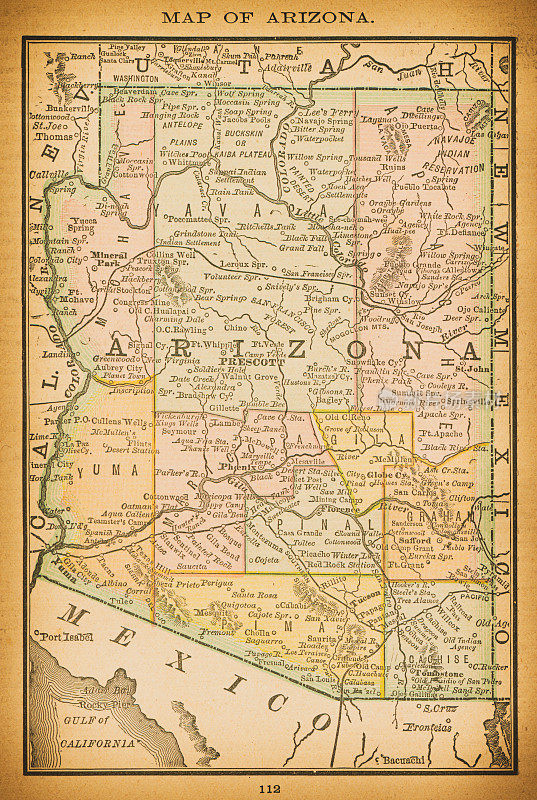 19世纪的亚利桑那州地图