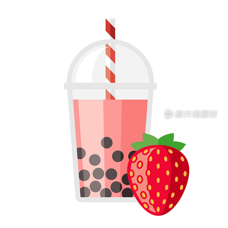 草莓泡泡茶风味图标