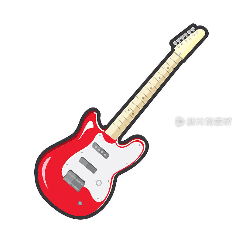 全彩红色电吉他音乐乐器图标