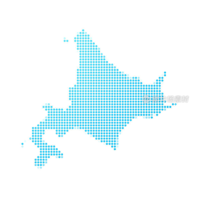 北海道地图以白底蓝点标出