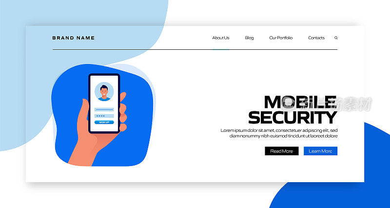移动安全概念矢量插图登陆页面模板，网站横幅，广告和营销材料，在线广告，业务演示等。