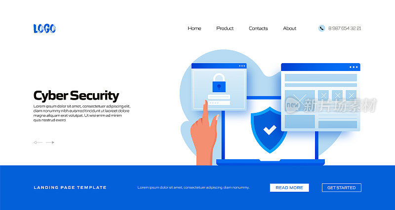 网络安全概念矢量插图登陆页模板，网站横幅，广告和营销材料，在线广告，业务演示等。